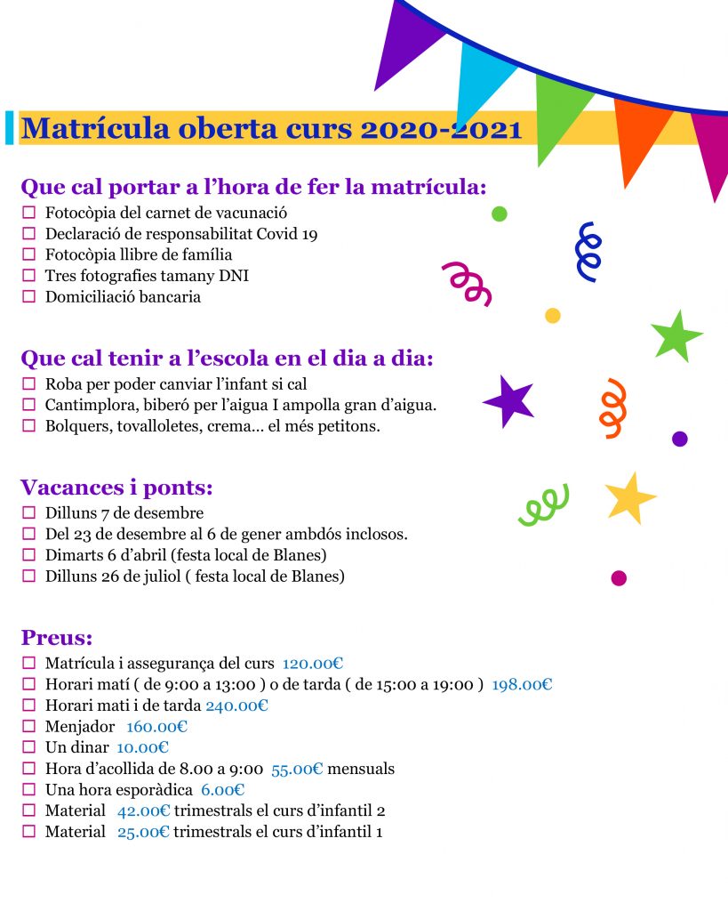 Matrícula oberta curs 2020-2021